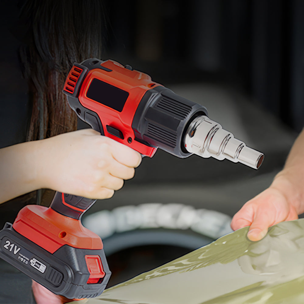 21V Cordless Heat Gun Kit with 2 Batteries and 5 Nozzles