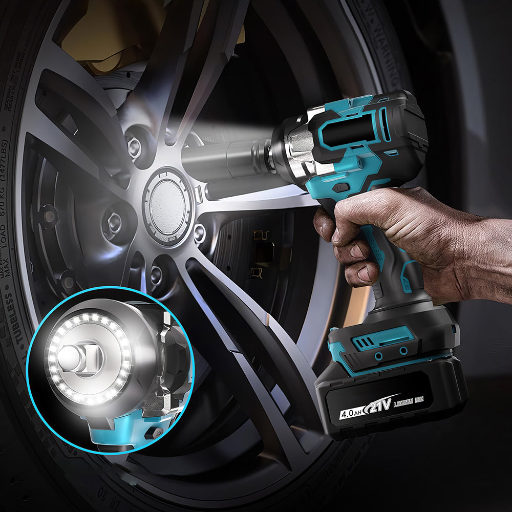 1/2" Brushless Impact Wrench with 2 Batteries, 6 Sockets and Toolbox