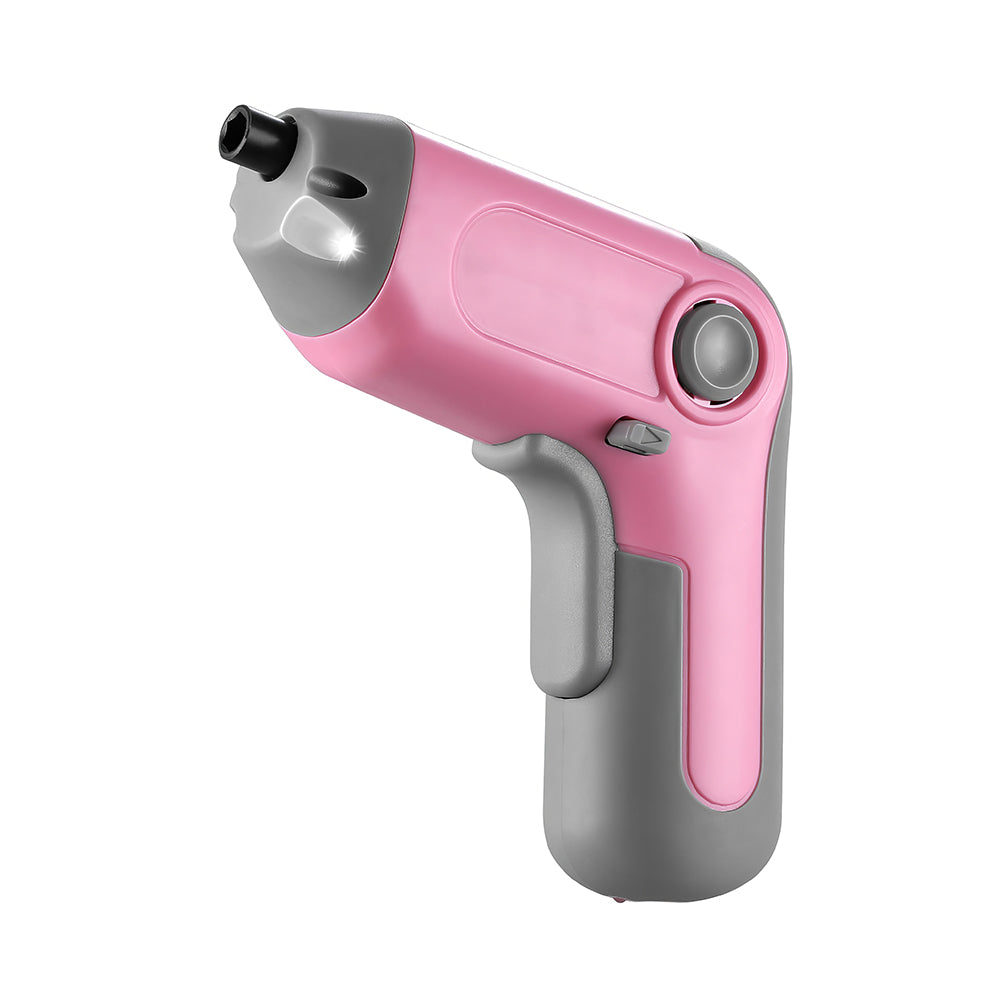 Pink Cordless Screwdriver with Offset Shaft — 3.6V USB-C, 22-Bit Kit, LED, Carry Case
