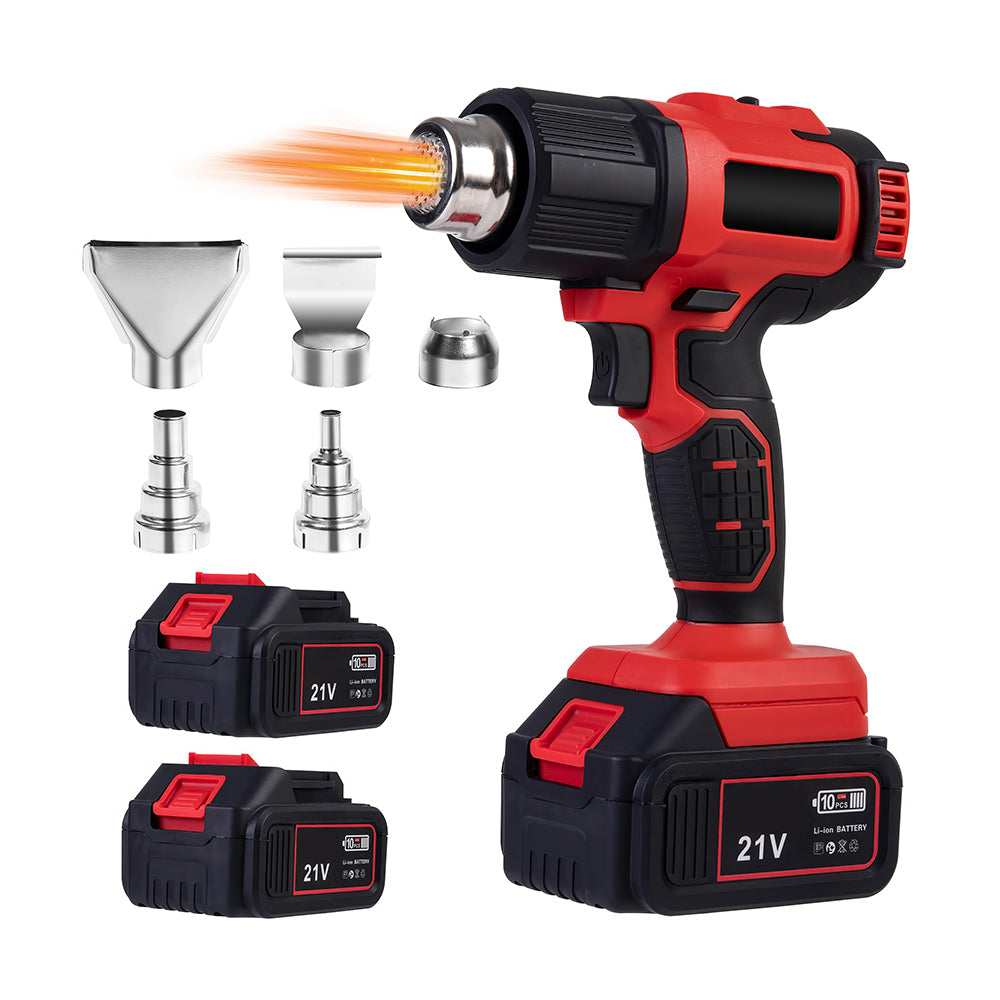 21V Cordless Heat Gun Kit with 2 Batteries and 5 Nozzles