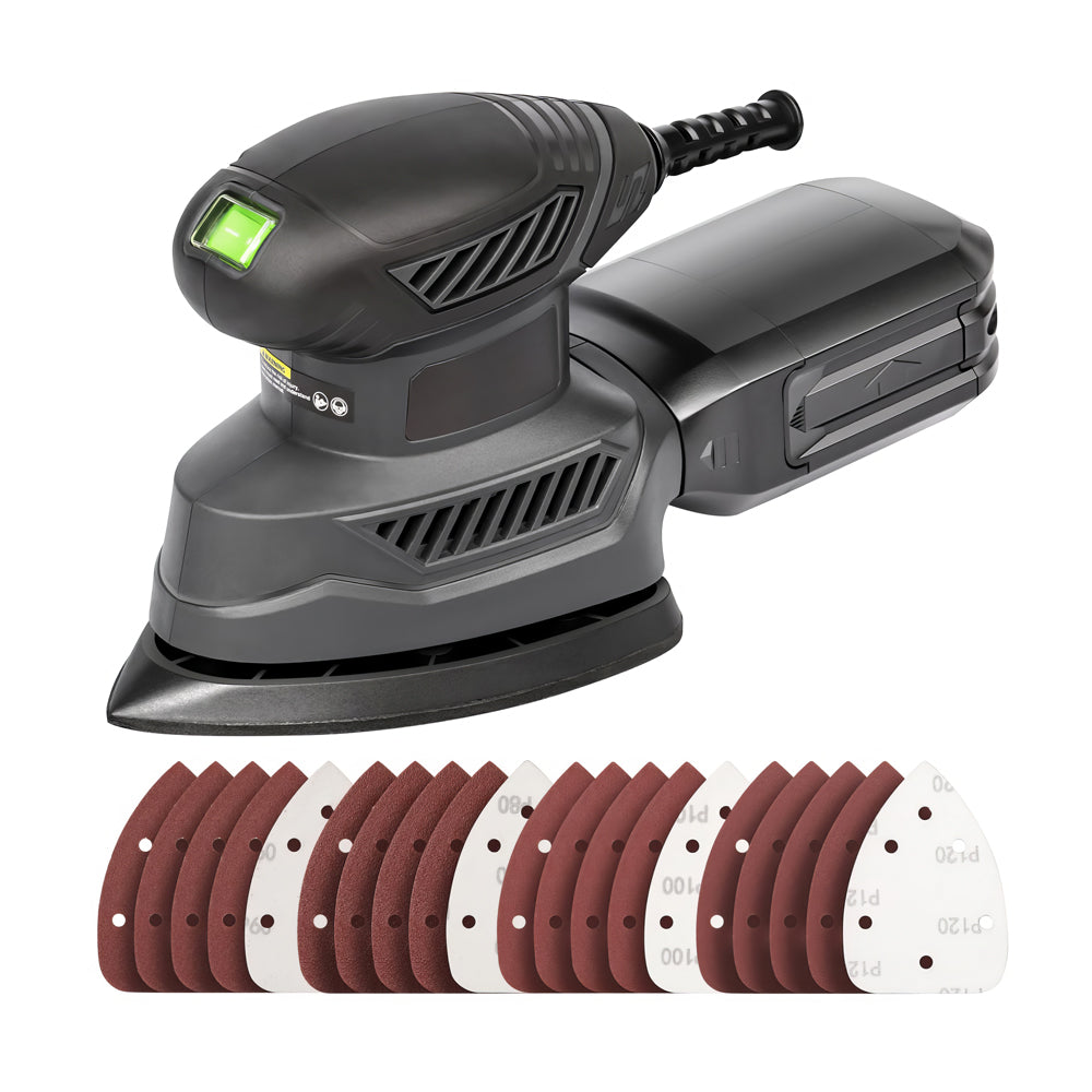 Detail Sander with Dust Box and 20 Sandpapers for Woodworking