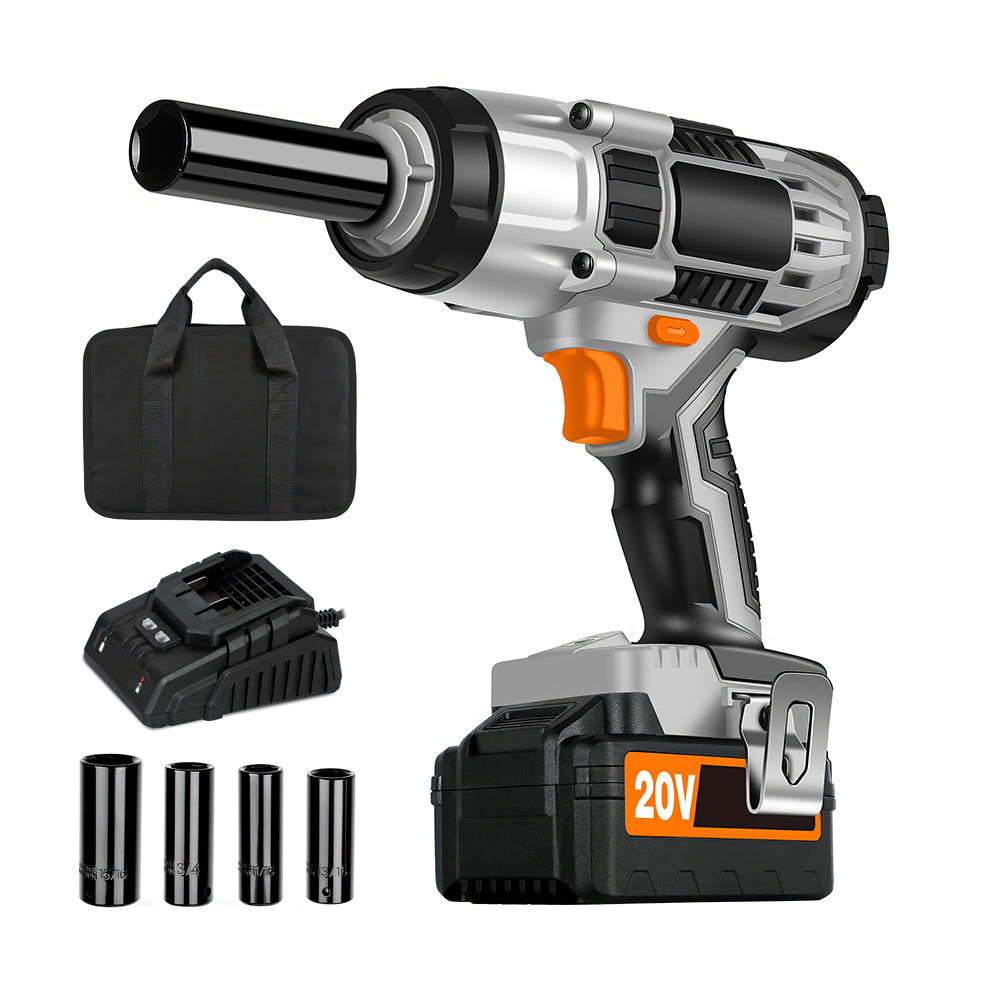 1/2" 20V Brushless Impact Wrench Kit with 3.0Ah Battery and 4 Sockets