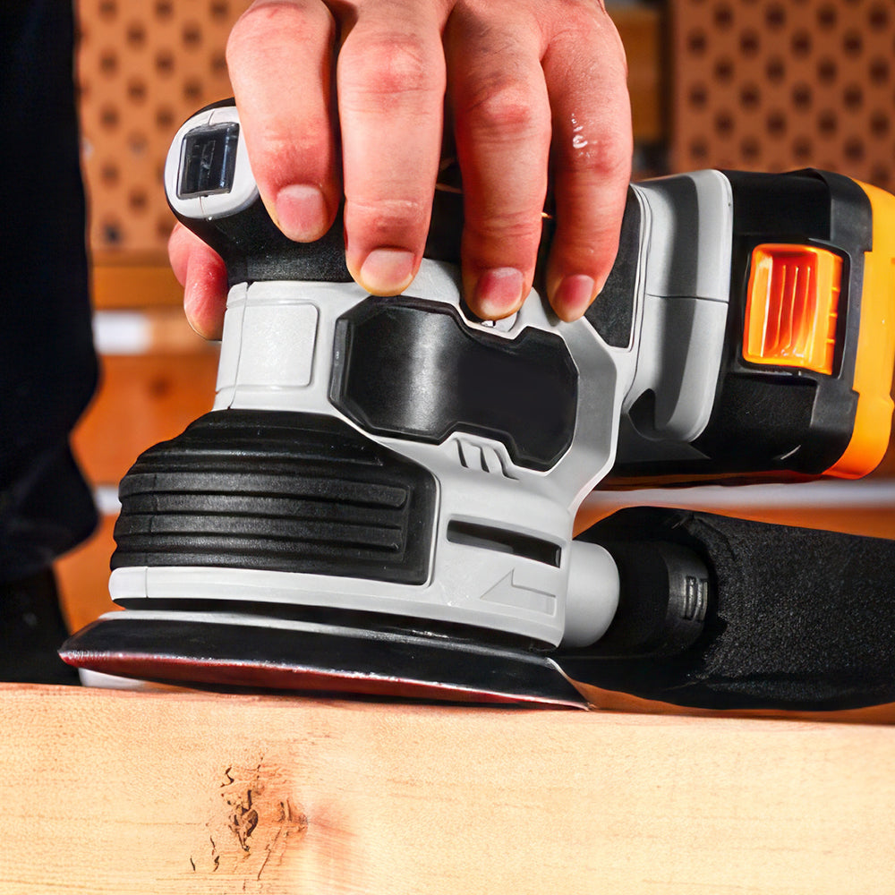 20V Cordless 5-Inch Orbital Sander with 2 Batteries and Sanding Discs