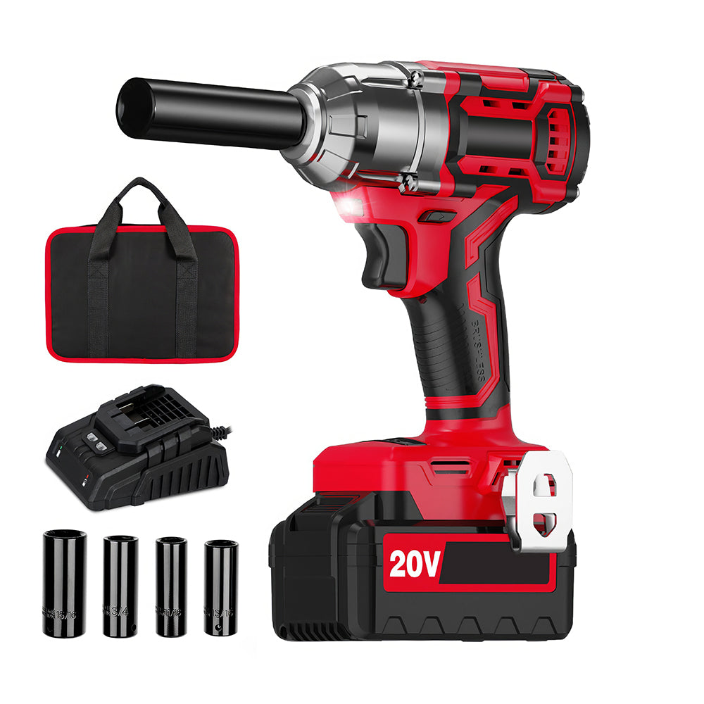 1/2" 20V Brushless Impact Wrench Kit with 3.0Ah Battery and 4 Sockets