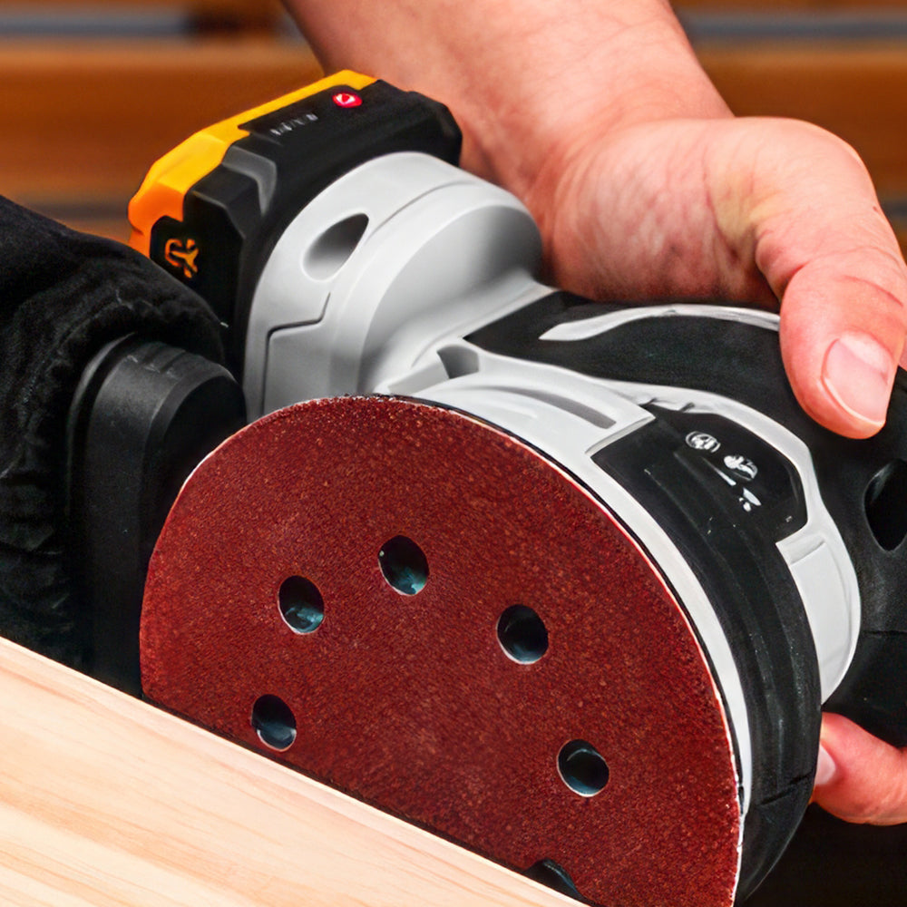 20V Cordless 5-Inch Orbital Sander with 2 Batteries and Sanding Discs